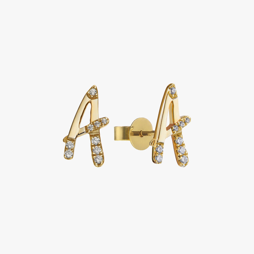 Personalised Gold Chain Letters Ear studs | Annoushka jewelley