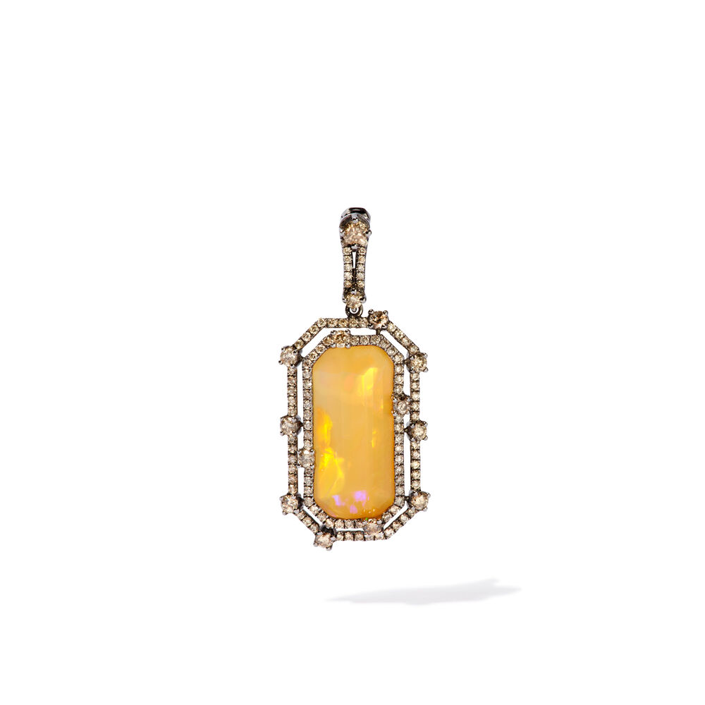 Unique 18ct White Gold Opal Diamond Pendant | Annoushka jewelley