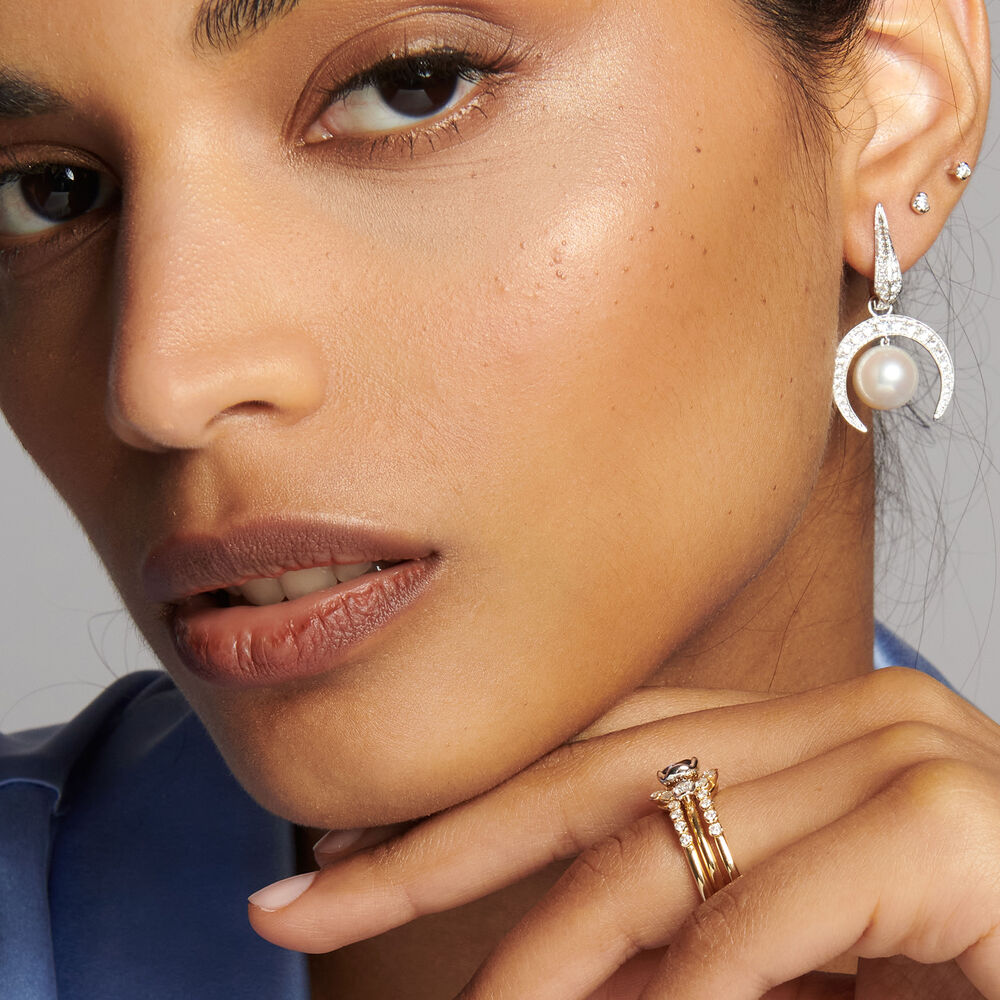 18ct White Gold Diamond & Pearl Earrings | Annoushka jewelley