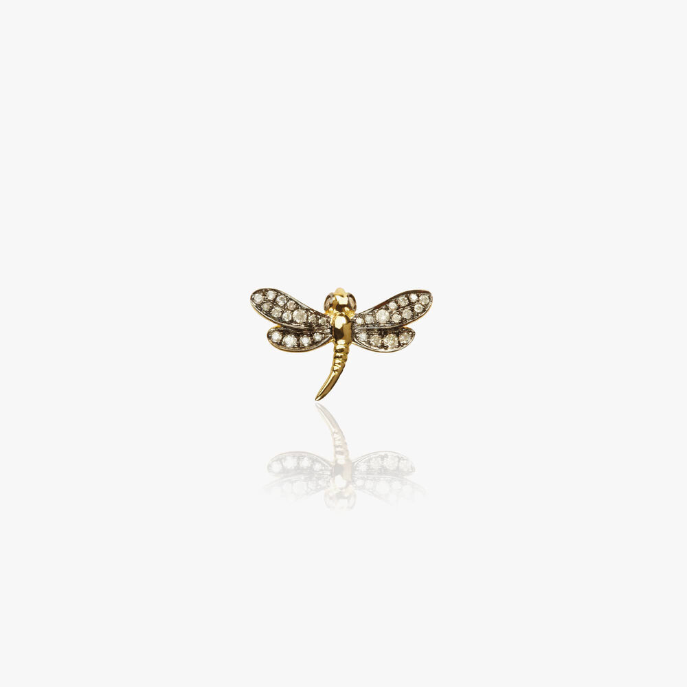 Love Diamonds 18ct Gold Diamond Dragonfly Left Single Stud | Annoushka jewelley