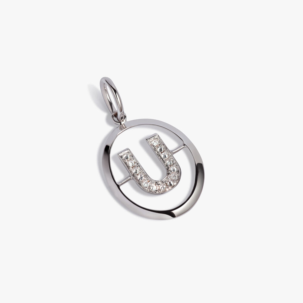 Initials 18ct White Gold Diamond U Pendant | Annoushka jewelley