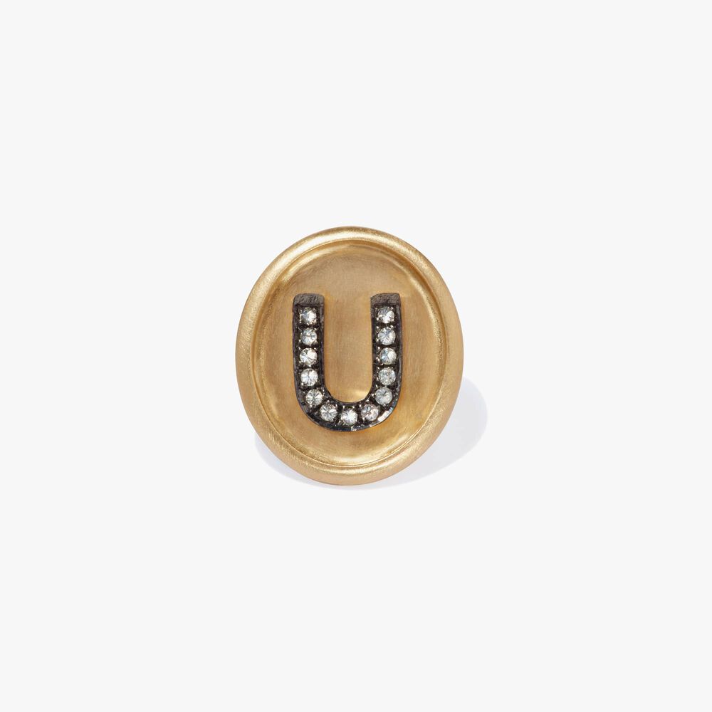 18ct Gold Diamond Initial U Face | Annoushka jewelley
