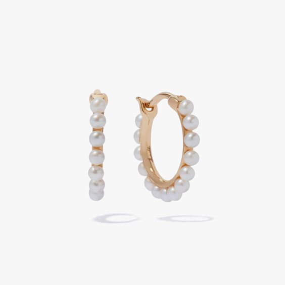 18ct Gold Pearl Hoop Earrings