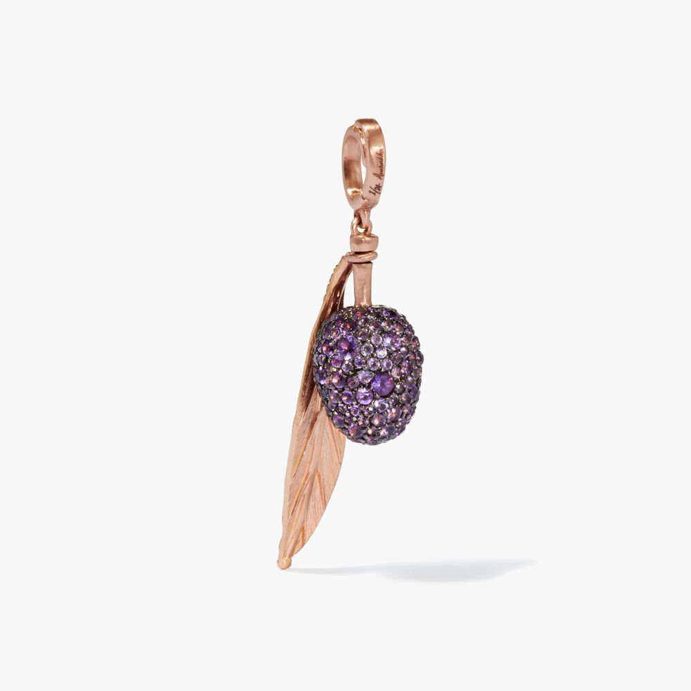 18ct Rose Gold Amethyst Olive Seed Charm Pendant | Annoushka jewelley