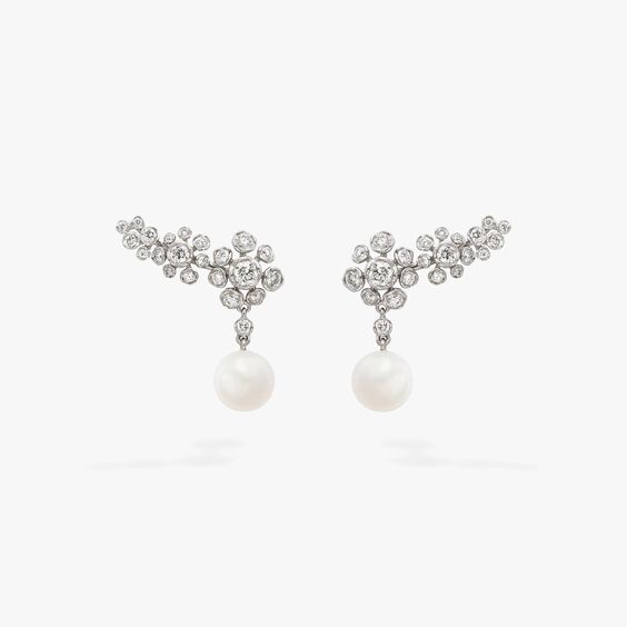 Marguerite Diamond & Pearls Ear Pins