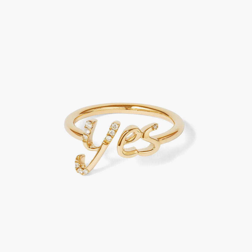 18ct Yellow Gold Diamond Yes Ring | Annoushka jewelley