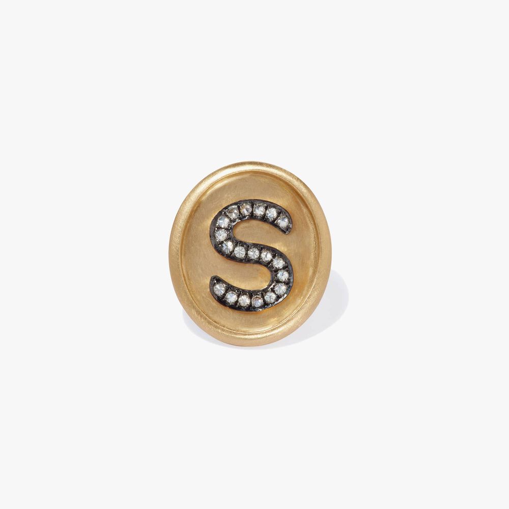 18ct Gold Diamond Initial S Face | Annoushka jewelley