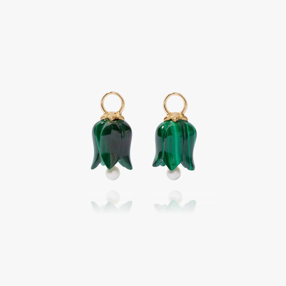 18ct Gold Malachite Pearl Tulip Earring Drops | Annoushka jewelley