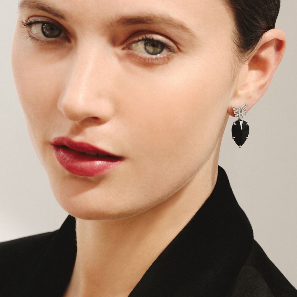 18ct White Gold Chameleon Black Onyx Diamond Earrings | Annoushka jewelley