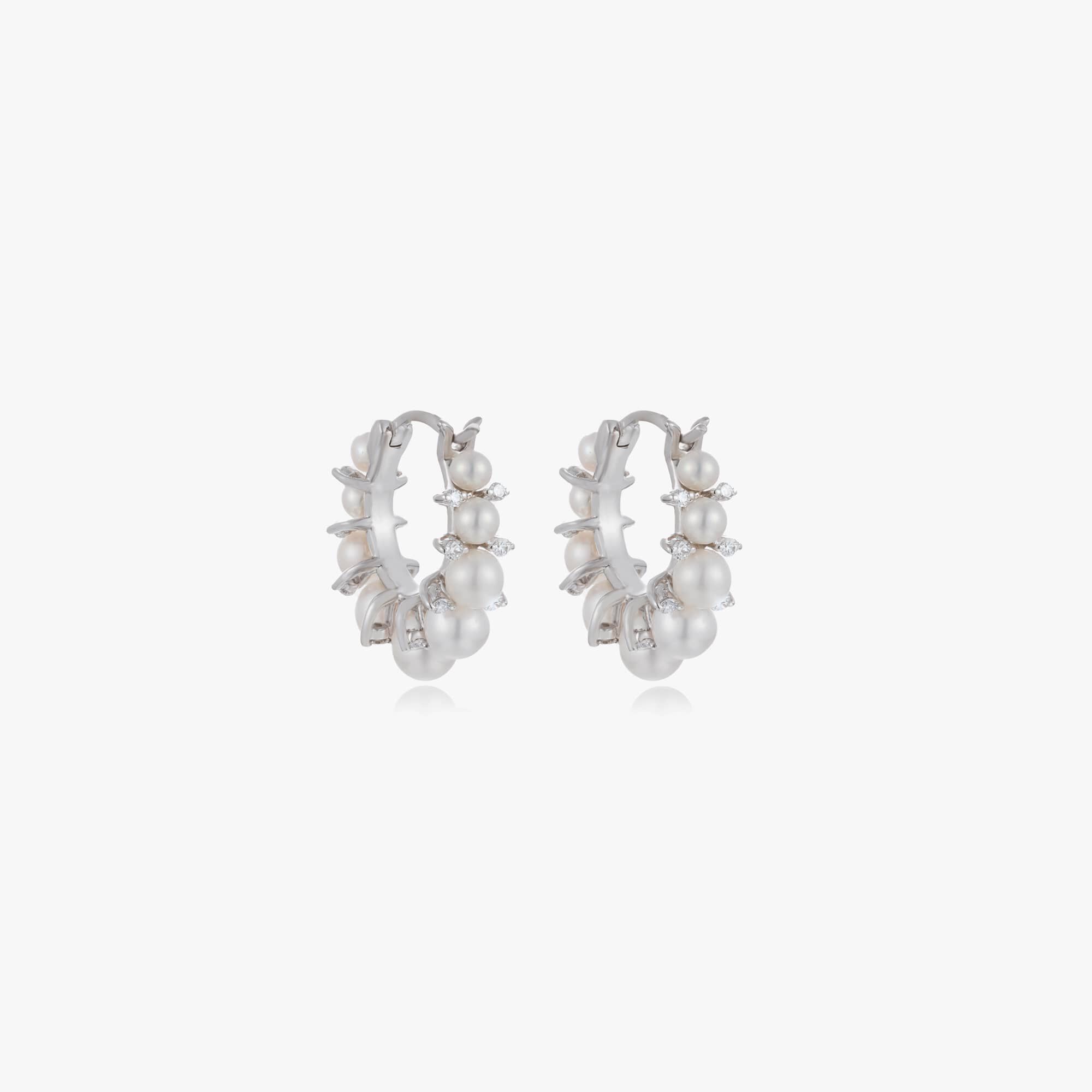 Diamonds & Pearls 18ct White Gold Hoops