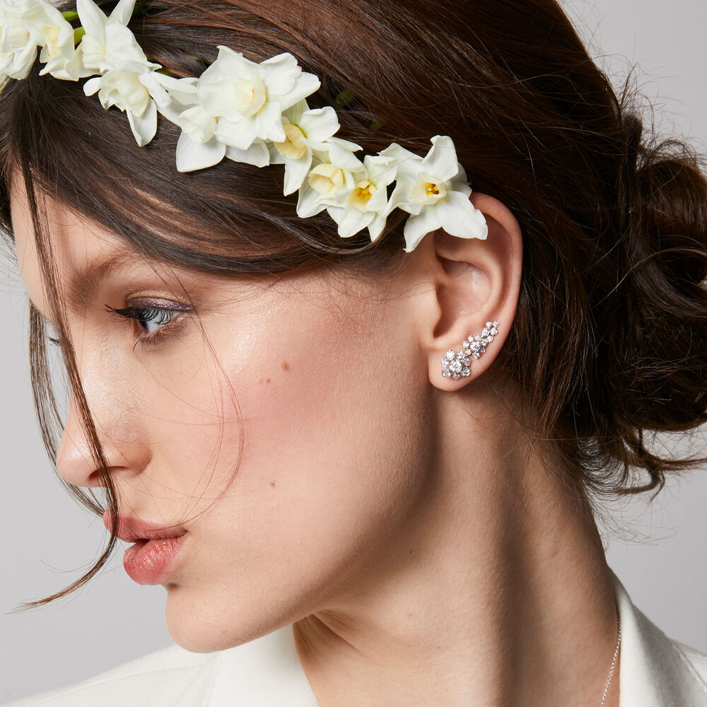 Marguerite 18ct White Gold Diamond Ear Pins | Annoushka jewelley