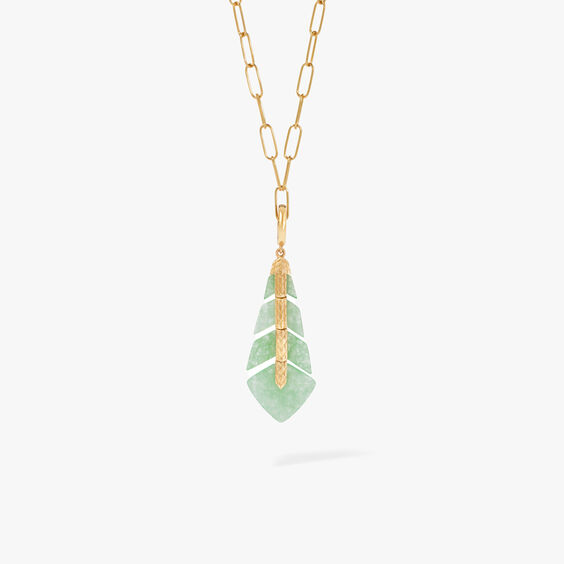 Flight 18ct Yellow Gold Jade Feather Necklace
