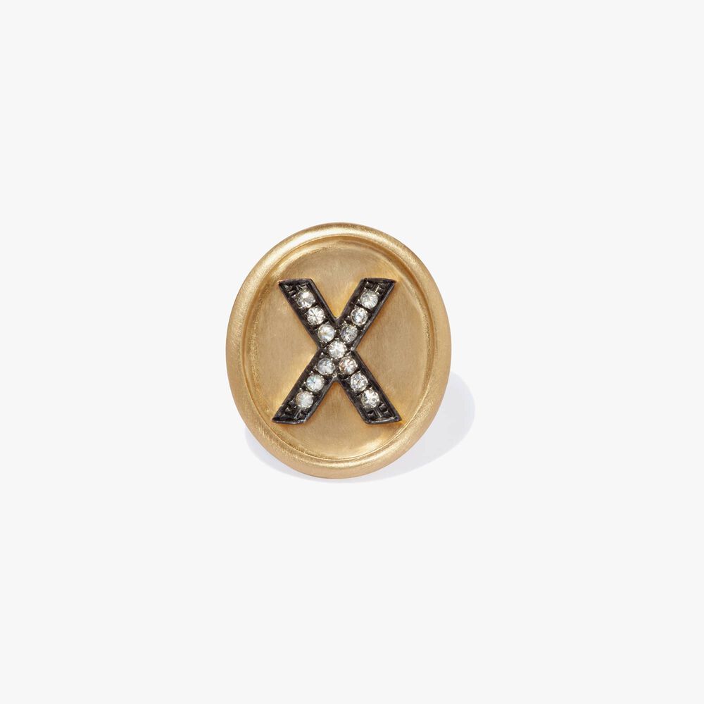 18ct Gold Diamond Initial X Face | Annoushka jewelley