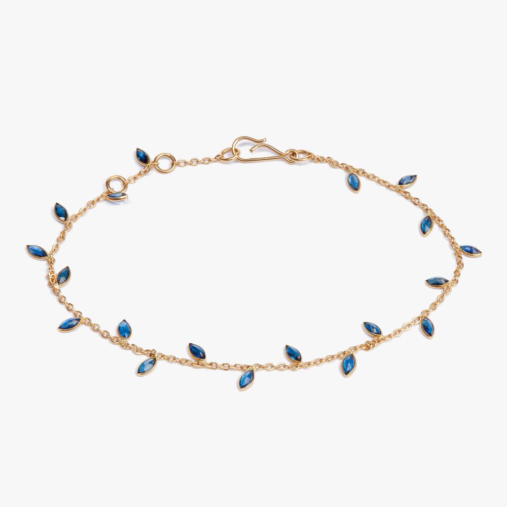 18ct Yellow Gold Sapphire Vine Leaf Bracelet | Annoushka jewelley