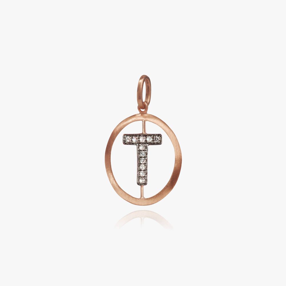 18ct Rose Gold Initial T Pendant | Annoushka jewelley