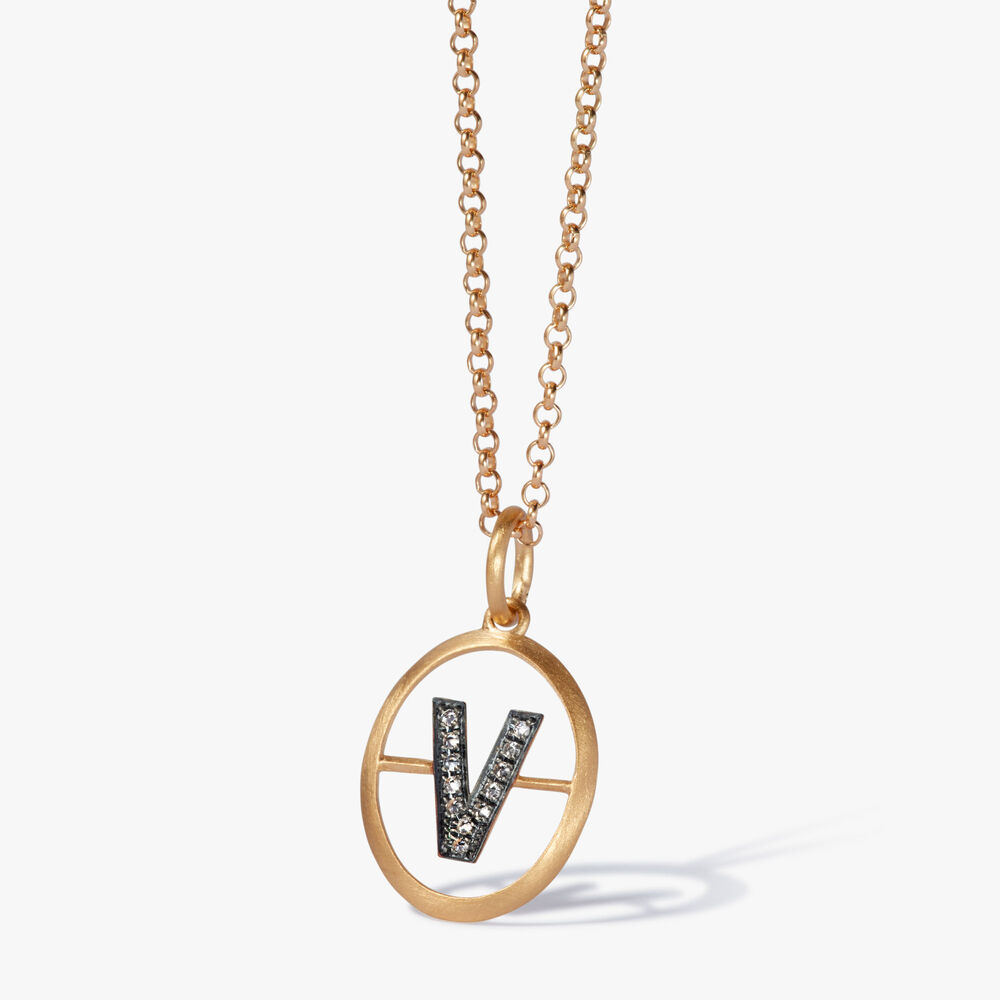 Initials 18ct Yellow Gold Diamond V Necklace | Annoushka jewelley