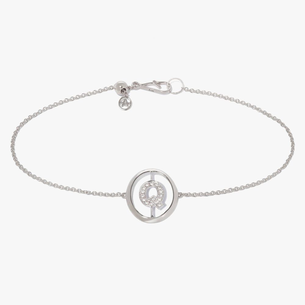 Initials 18ct White Gold Diamond Q Bracelet | Annoushka jewelley