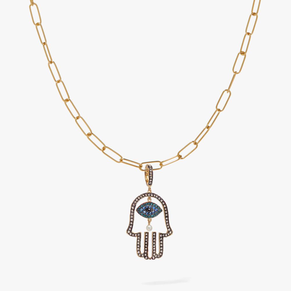 14ct Gold Hand of Fatima Charm Necklace | Annoushka jewelley