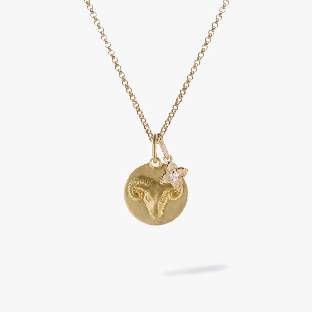 Gold Aries & Diamond April Birthstone Necklace | Annoushka jewelley