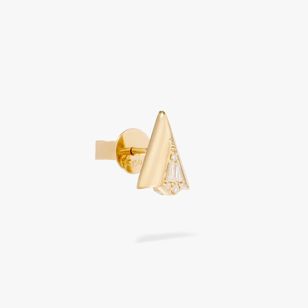 Flight 18ct Yellow Gold Arrow Diamond Stud Earring | Annoushka jewelley