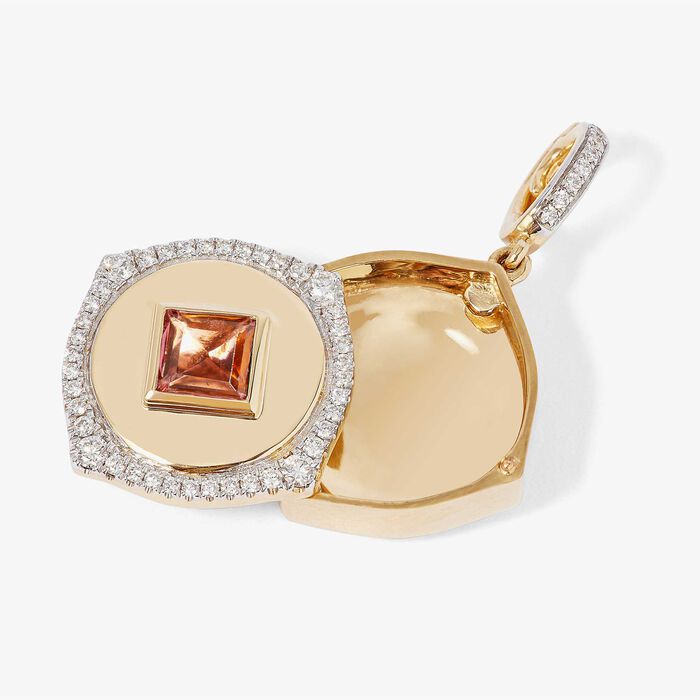 Lovelocket 18ct Gold Pink Tourmaline October Birthstone Charm | Annoushka jewelley