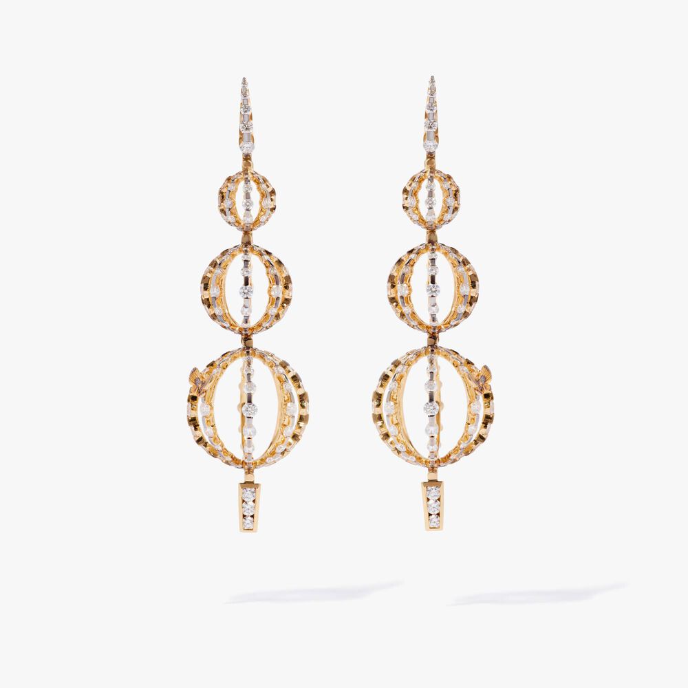 Unique 18ct Gold Diamond Orb Drop Earrings | Annoushka jewelley