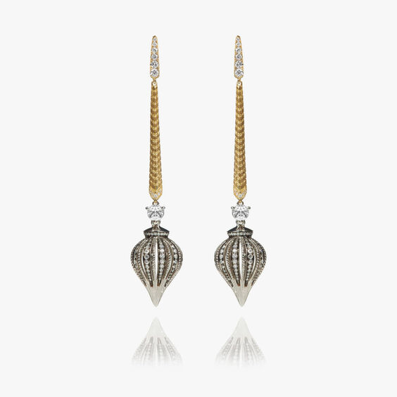 Touch Wood 18ct Gold Diamond Drop Earrings