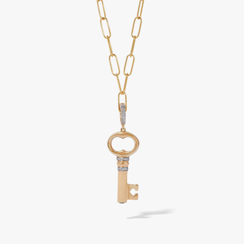 Mythology 18ct Gold & Diamond Key Charm Necklace | Annoushka jewelley