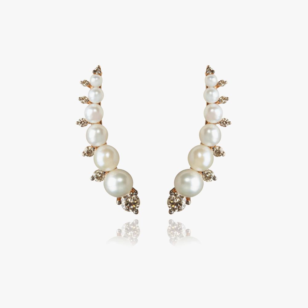 Diamonds & Pearls 18ct Rose Gold Ear Pins | Annoushka jewelley