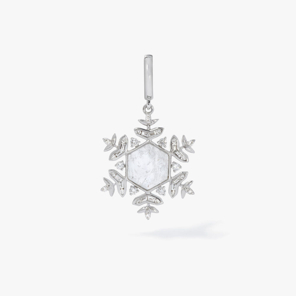 18ct White Gold Quartz Snowflake Charm Pendant | Annoushka jewelley
