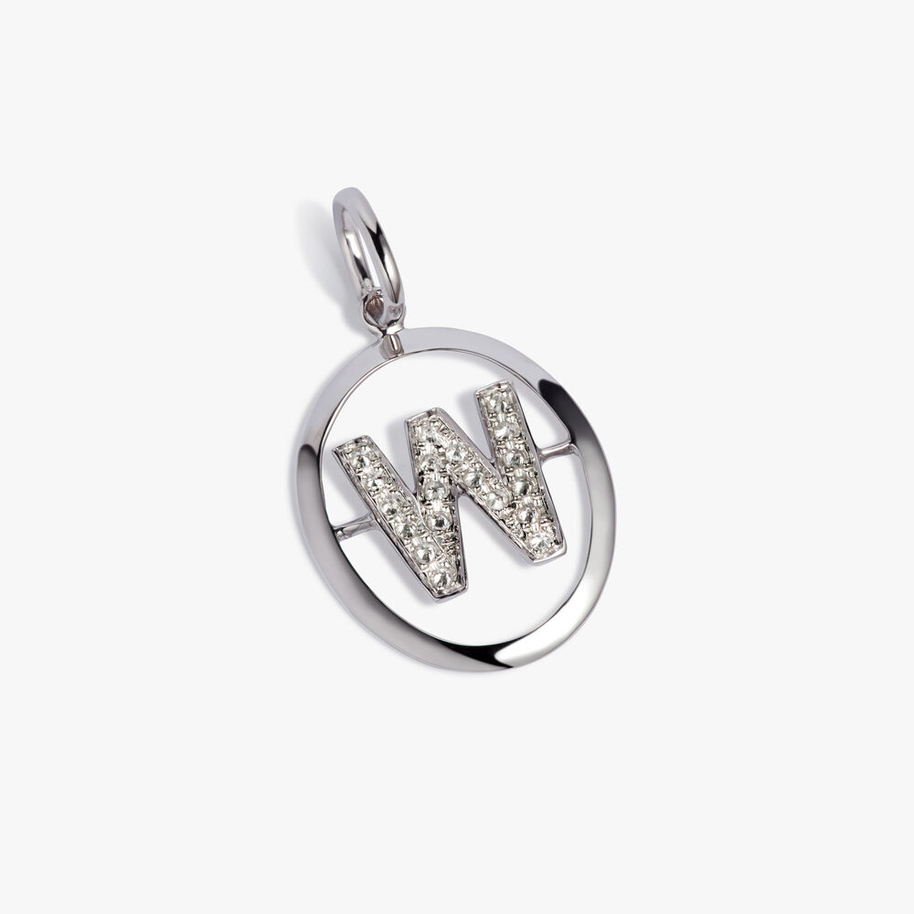 Initials 18ct White Gold Diamond W Pendant | Annoushka jewelley