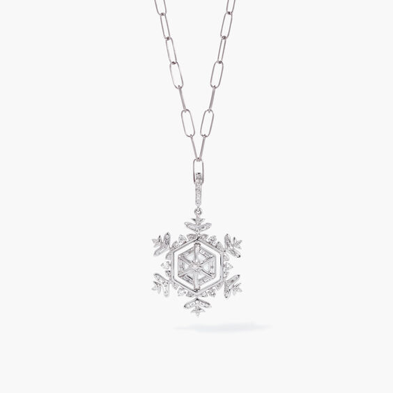 Mythology 18ct White Gold Diamond Spinning Snowflake Necklace