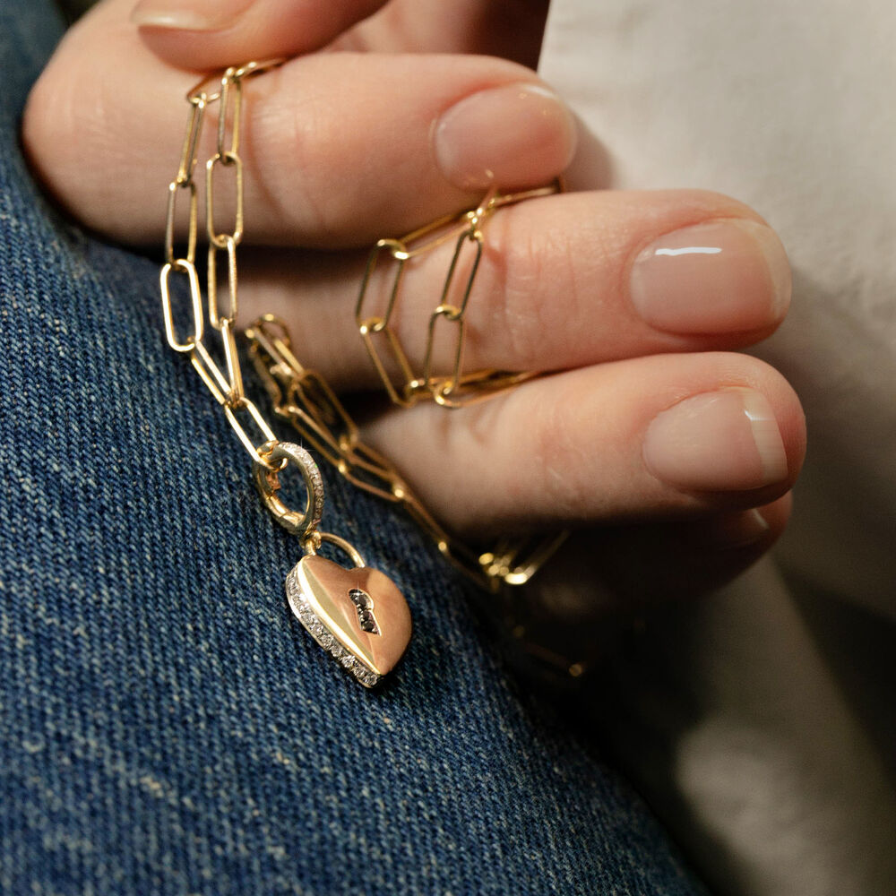 Mythology 18ct Gold & Diamond Love Heart Lock Charm Pendant | Annoushka jewelley