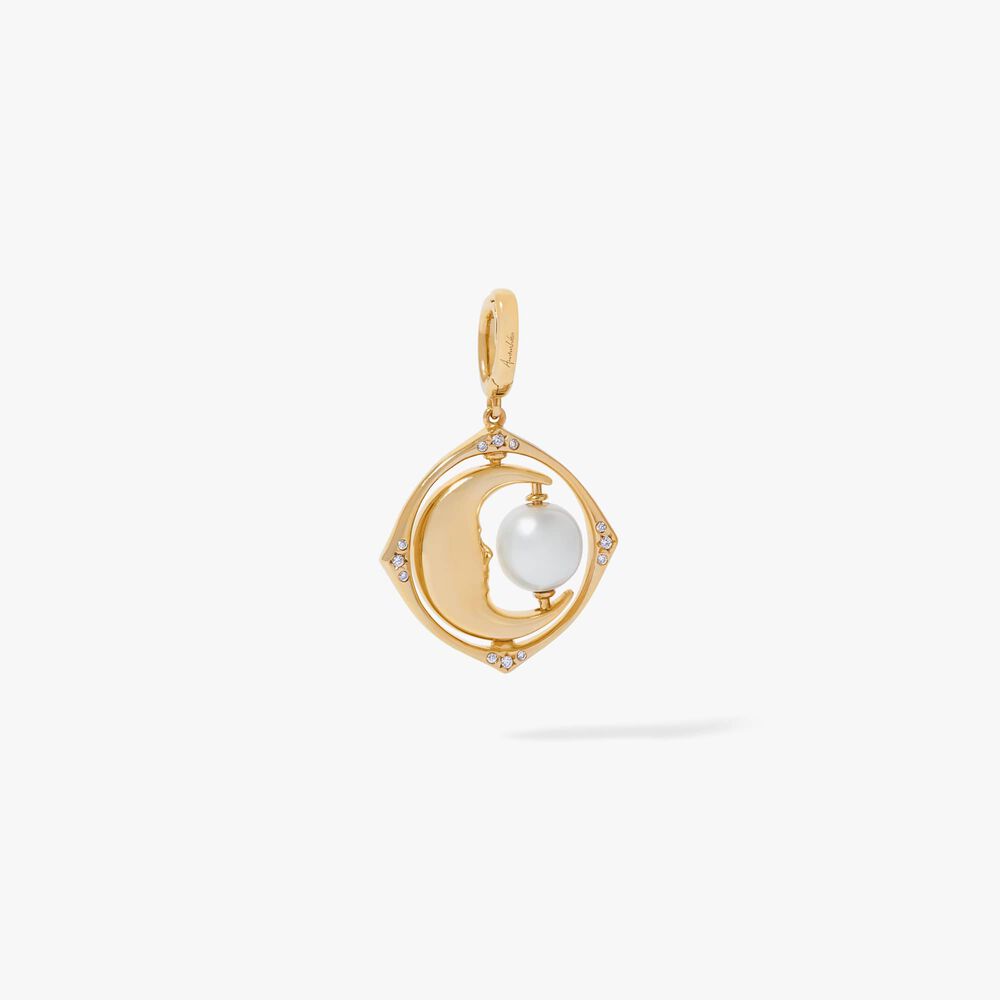 Mythology 18ct Gold Pearl Spinning Moon Mini Charm Pendant | Annoushka jewelley