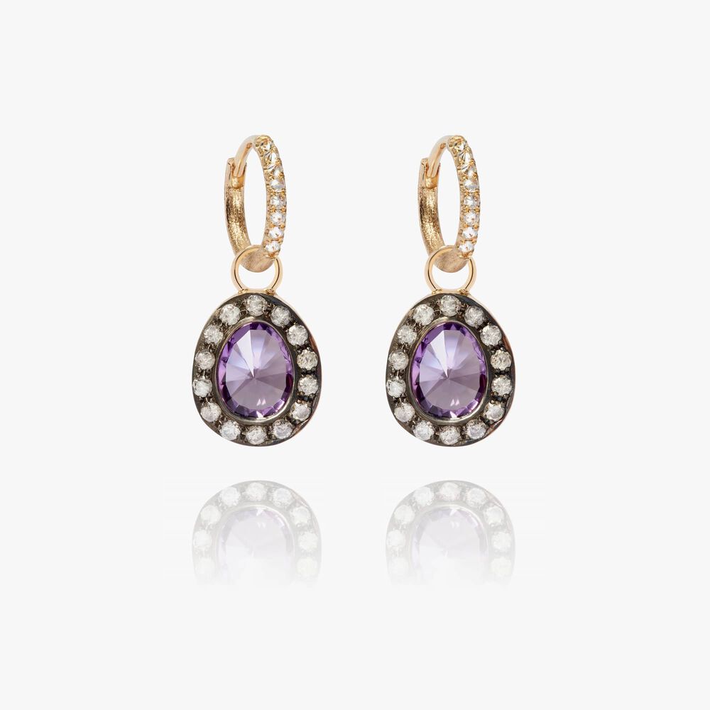 Dusty Diamonds 18ct Gold Small Amethyst Earrings | Annoushka jewelley