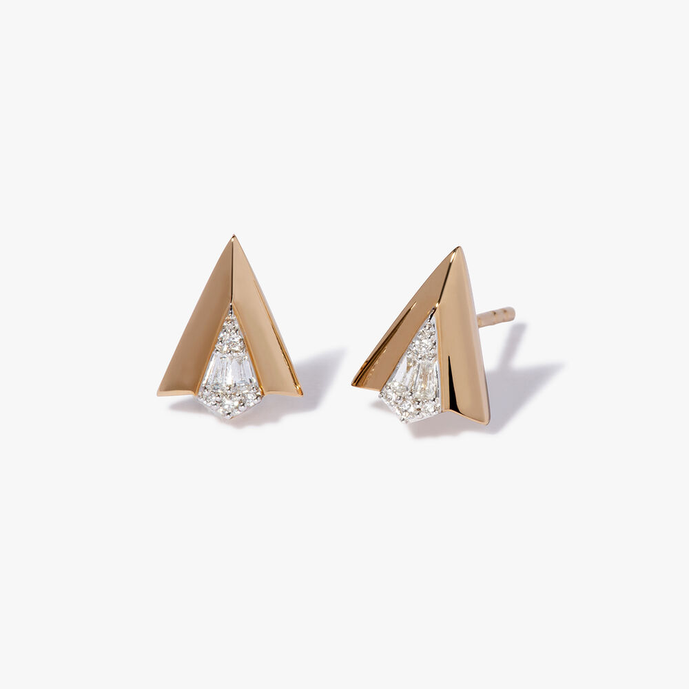 Flight 18ct Yellow Gold Diamond Arrow Stud Earrings | Annoushka jewelley