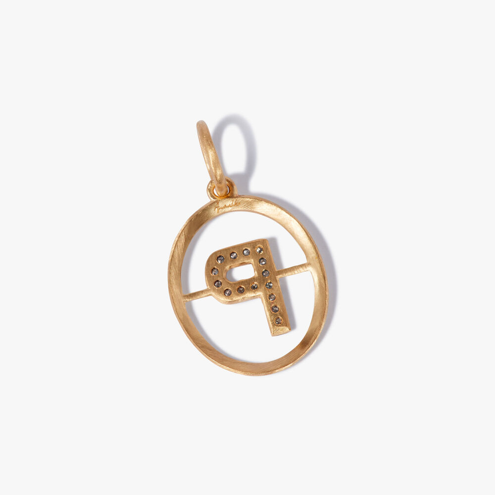 Initials 18ct Yellow Gold Diamond P Pendant | Annoushka jewelley