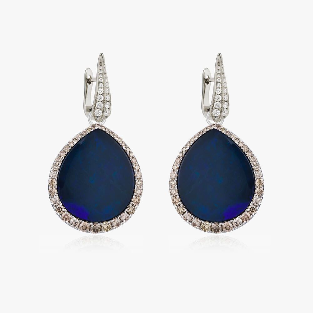 Unique 18ct White Gold Opal Earrings | Annoushka jewelley