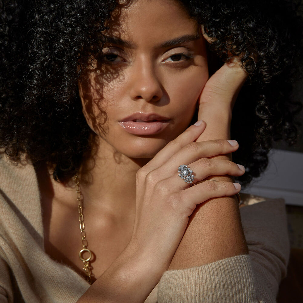 Marguerite 18ct White Gold Triple Diamond Engagement Ring | Annoushka jewelley