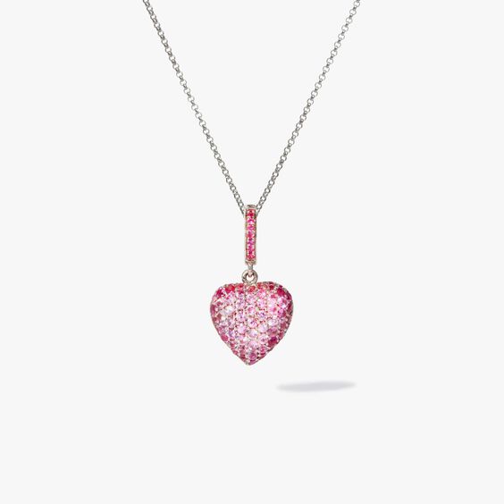 14ct Gold Pink Sapphire Heart Pendant & Chain
