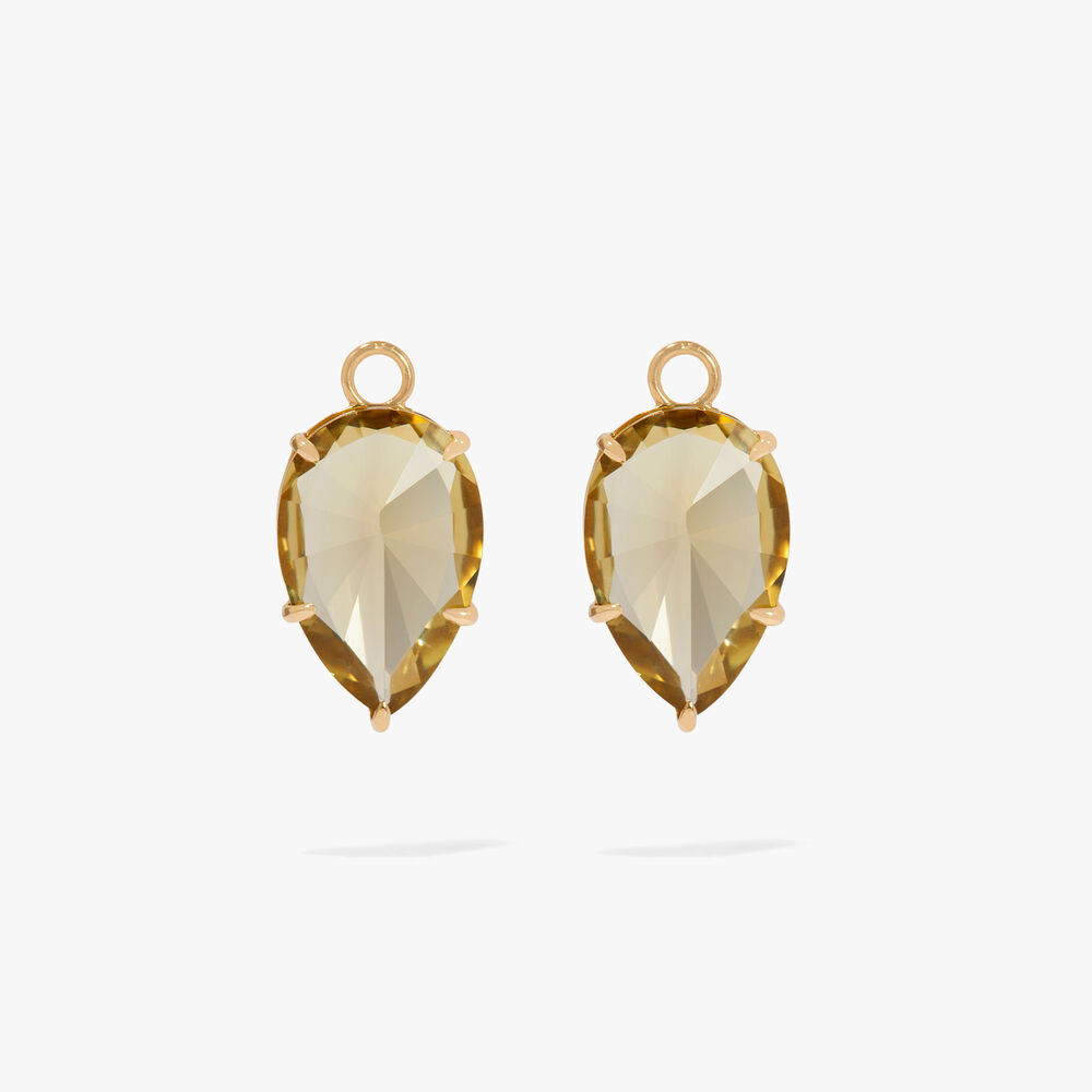 Chameleon 18ct Gold Olive Quartz Earring Drops | Annoushka jewelley