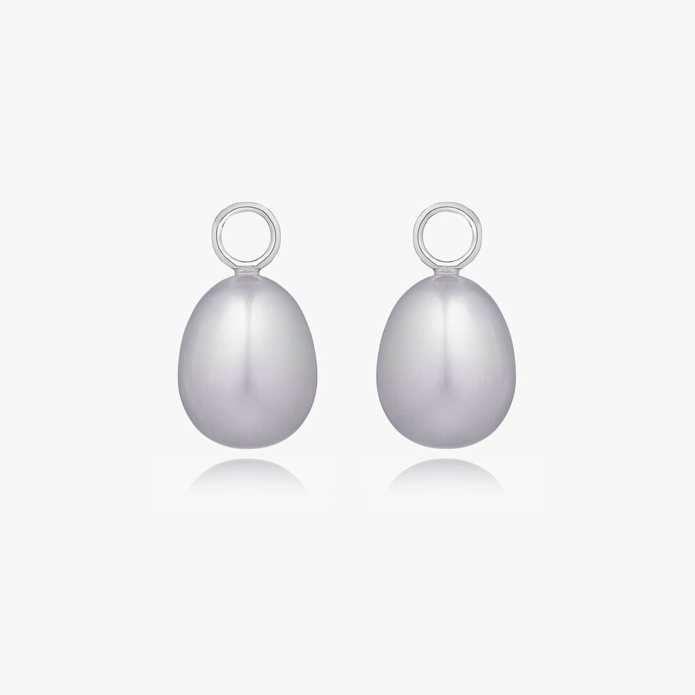 18ct White Gold Baroque Grey Pearl Earring Drops | Annoushka jewelley