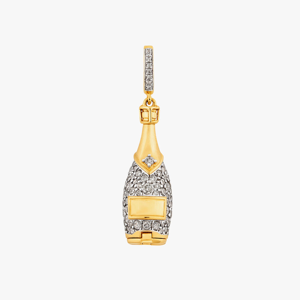 18ct Yellow Gold Diamond Champagne Bottle Locket Charm Pendant | Annoushka jewelley