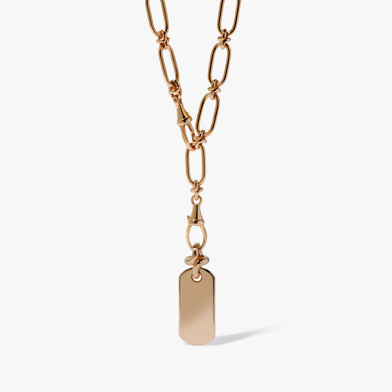 Knuckle 14ct Yellow Gold Dog Tag Necklace