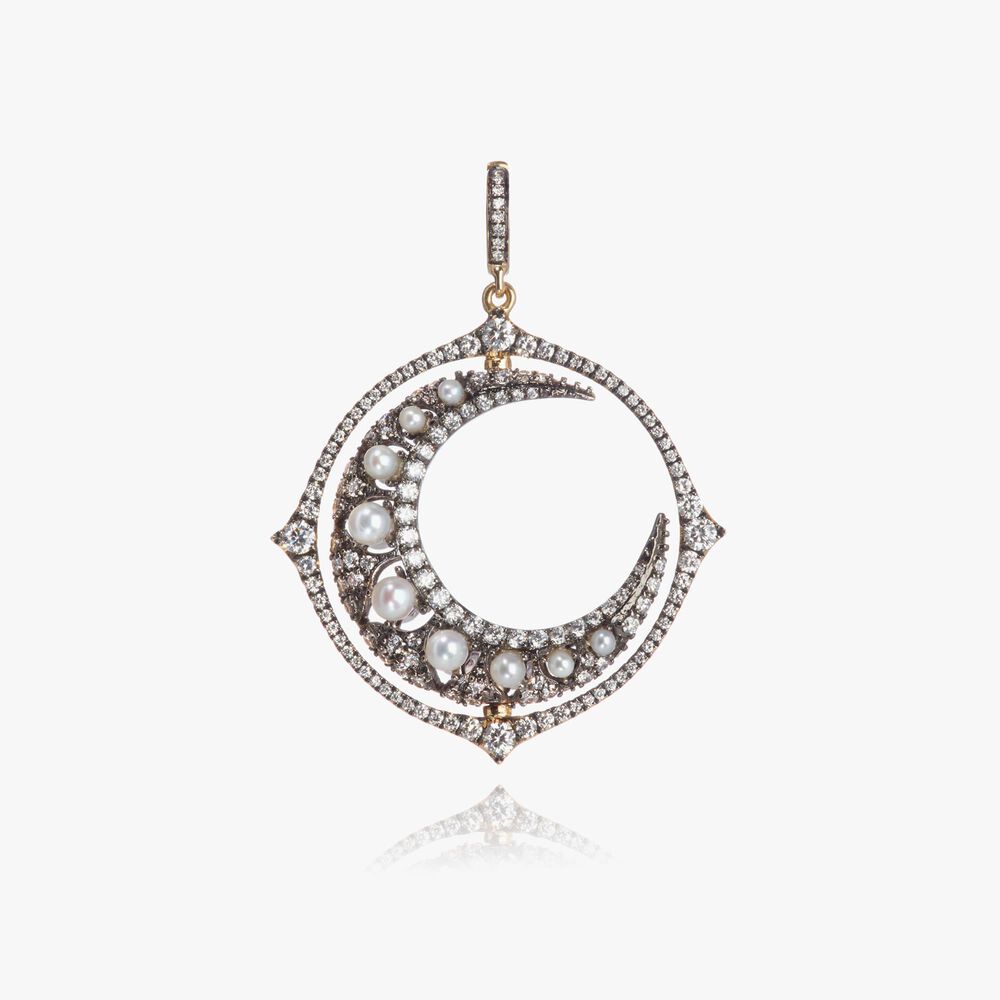 Mythology 18ct White Gold Diamond Spinning Moon Pendant | Annoushka jewelley