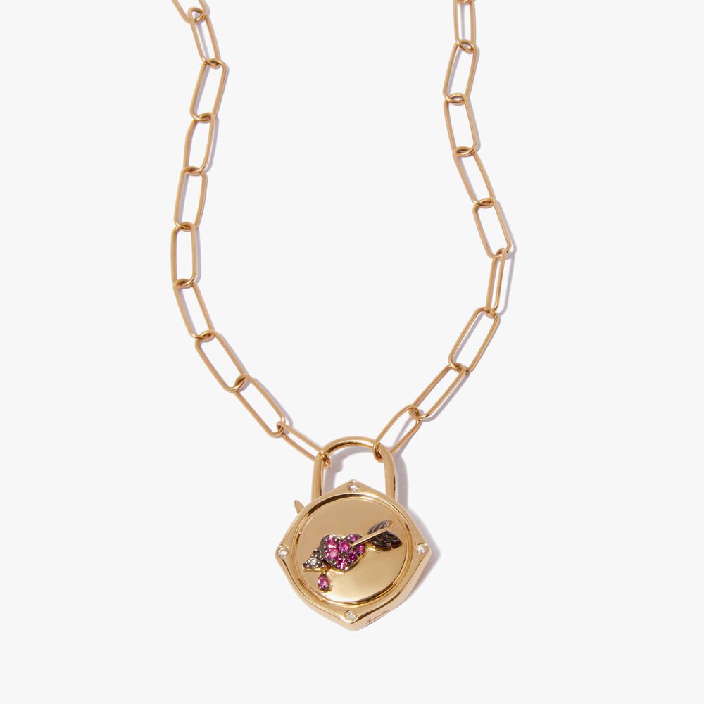 Lovelock 14ct Gold Mini Cable Chain Heart & Arrow Charm Necklace | Annoushka jewelley