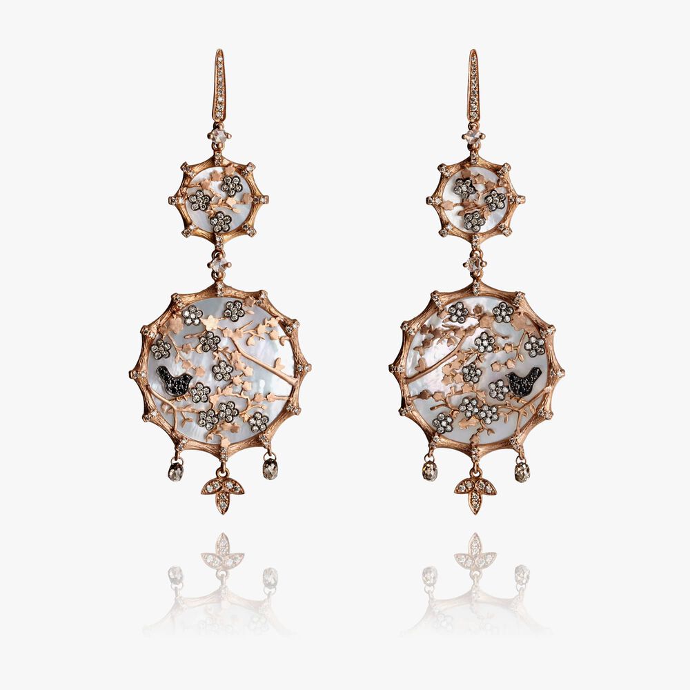 Dream Catcher 18ct Rose Gold Pearl Earrings | Annoushka jewelley