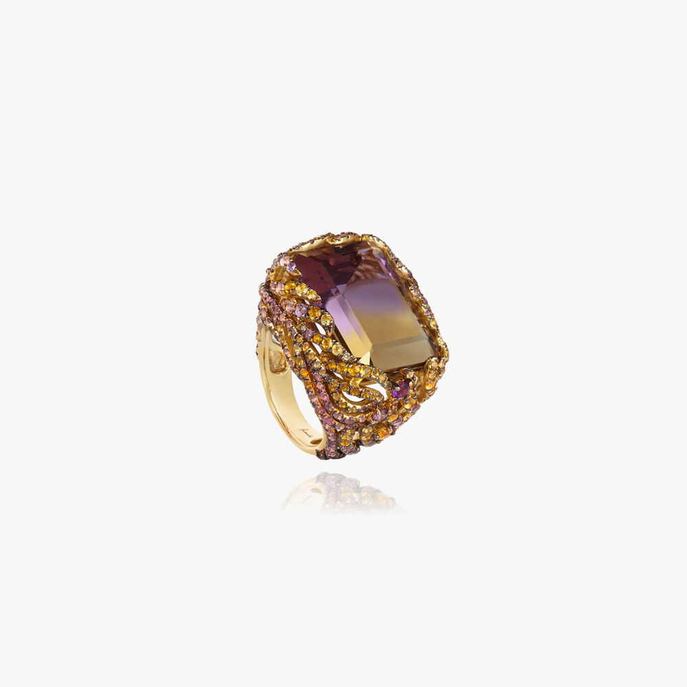 Unique Tsar Feather 18ct Gold Ametrine Ring | Annoushka jewelley