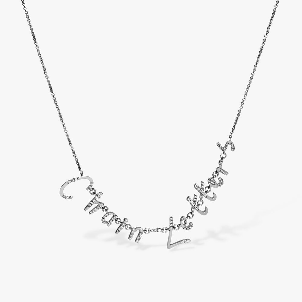 Annoushka Chain Letters 18ct White Gold Diamond Personalised Necklace In Metallic