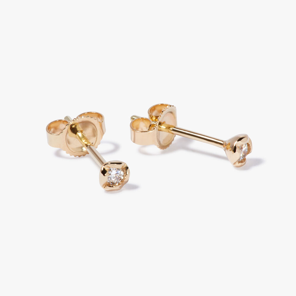 Marguerite 14ct Yellow Gold Small Solitaire Diamond Stud Earrings | Annoushka jewelley